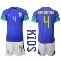 Brazil Marquinhos #4 Gostujuci Dres za djecu SP 2022 Kratak Rukav (+ Kratke hlače)